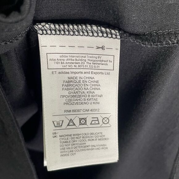 Adidas Black Ruffle Logo Blouson Mini Casual Tee Shirt Dress Drawstring Waist - Picture 6 of 10